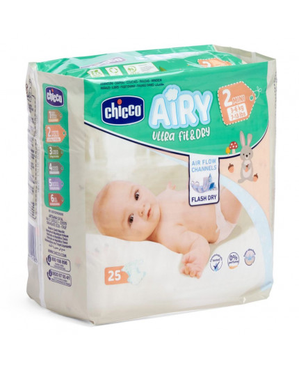 CHICCO PAÑALES MINI T2 3-6KG 25UDS