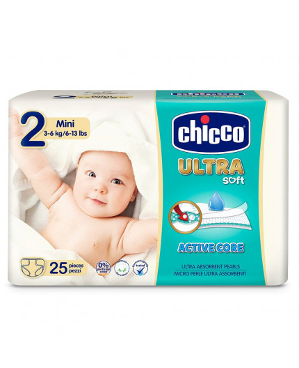 CHICCO PAÑALES ULTRA SOFT MINI T2 3-6KG 25UDS